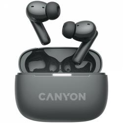 CANYON OnGo TWS-10 ANC+ENC, Bluetooth Headset, microphone, BT v5.3 BT8922F, Frequence Response:20Hz-20kHz, battery Earbud 40mAh*2+Charging case 500mAH, type-C cable length 24cm,size 63.97*47.47*26.5mm 42.5g, Dark Grey | CNS-TWS10BK