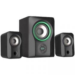 F&D F590X 2.1 Multimedia Speakers, 60W RMS, Full range speaker: 2x3"+ 5.25'' Subwoofer, BT 5.3/AUX/USB/Coaxial/LED Display/RGB multi-color lighting mode/Remote Control/Black