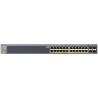 Netgear ProSafe Gigabit Smart Managed PRO Switch, 24x10/100/1000 RJ45 ports, 4 SFP ports, 24 PoE 802.3af of which first 8 are PoE+ 802.3at, 192W PoE budget, Web GUI, HTTPs,RMON SNMP, 32 static routes IPv4, LLDP, RADIUS, Rack-mounting kit