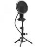 LORGAR Voicer 721, Gaming Microphone, Black, USB condenser microphone with tripod stand and pop filter, including 1 microphone, 1 metal tripod, 1 plastic shock mount, 1 windscreen cap, 2m USB Type C cable, 1 pop filter, 1 tripod mount ring, 154.6x56.1mm
