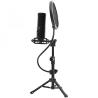 LORGAR Voicer 721, Gaming Microphone, Black, USB condenser microphone with tripod stand and pop filter, including 1 microphone, 1 metal tripod, 1 plastic shock mount, 1 windscreen cap, 2m USB Type C cable, 1 pop filter, 1 tripod mount ring, 154.6x56.1mm