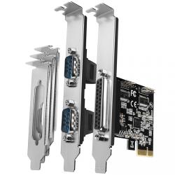 PCI-Express card with one parallel and two serial ports 250 kbps. ASIX AX99100. Standard & Low profile. | PCEA-PSN