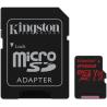 Kingston 256GB microSDXC Canvas React  100R/80W U3 UHS-I V30 A1 Card + SD Adptr EAN: 740617281965