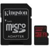 Kingston 32GB  microSDHC Canvas React  100R/70W U3 UHS-I V30 A1 Card + SD Adptr EAN: 740617276213