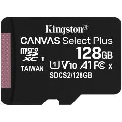 Kingston 128GB micSDXC Canvas Select Plus 100R A1 C10 Single Pack w/o ADP, EAN: 740617299076 | SDCS2/128GBSP