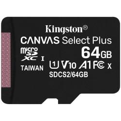 Kingston 64GB micSDXC Canvas Select Plus 100R A1 C10 Single Pack w/o ADP, EAN: 740617298963 | SDCS2/64GBSP
