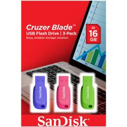 SanDisk Cruzer Blade USB Flash Drive 3-pack - 16GB*, EAN: 619659153755 | SDCZ50C-016G-B46T