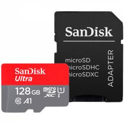 SanDisk Ultra microSDXC 128GB + SD Adapter 140MB/s  A1 Class 10 UHS-I, EAN: 619659200558 | SDSQUAB-128G-GN6MA