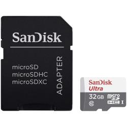 SanDisk Ultra microSDHC 32GB + SD Adapter 100MB/s Class 10 UHS-I, EAN: 619659184377 | SDSQUNR-032G-GN3MA