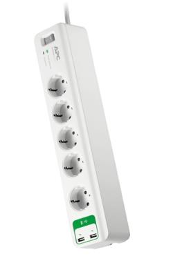 APC ESSENTIAL SURGEARREST 5 OUTLETS WITH 5V, 2.4A 2 PORT USB CHARGER 230V GERMANY | PM5U-GR