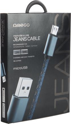Omega cable microUSB Jeans 1m, blue (44200)