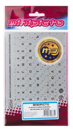 Minipicto keyboard sticker KB-RUS/US-UNI02/BLU, blue/white/black | KB-RUS/US-UNI02S/BLU