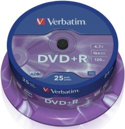Verbatim DVD+R Matt Silver 4.7GB 16x 25pcs spindle | 43500