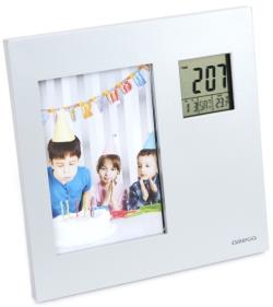 Omega digital weather station with photo frame OWSPF01, silver | 42363