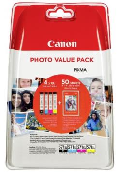 Canon ink + photo paper Photo Value Pack CLI-571XL, black/color | 0332C005