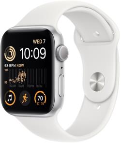 Apple Watch SE 2 GPS 44mm Sport Band, silver/white | MNK23EL/A