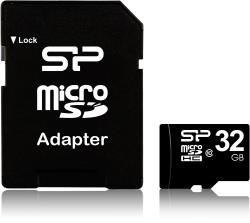 Silicon Power memory card microSDHC 32GB Class 10 + adapter | SP032GBSTH010V10SP