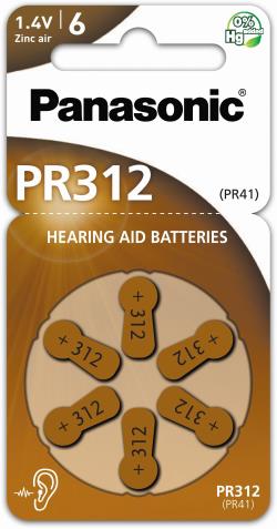 Panasonic hearing aid battery PR312L/6DC | PR-312L/6LB