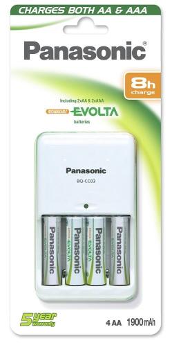 Panasonic battery charger BQ-CC03 + 4×1900 | BQ-CC03E/1KA*4P6E1900