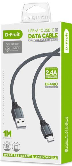 D-Fruit cable USB-A - USB-C 1m, grey (DF441C) | 50473