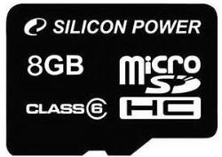 Silicon Power memory card microSDHC 8GB Class 6 + adapter | SP008GBSTH006V10SP