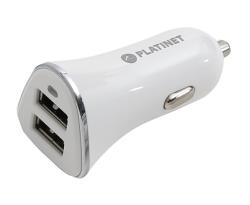 Platinet car charger + cable 2xUSB 3400mA, white (43720)