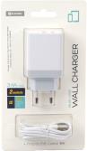 Platinet USB charger + cable 2xUSB 3.4A, white (43723)