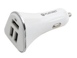 Platinet car charger + cable 3xUSB 5200mA, white (43722)