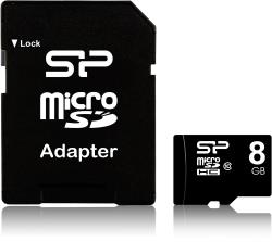 Silicon Power memory card microSDHC 8GB Class 10 + adapter | SP008GBSTH010V10SP