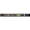 Rugged Ethernet switch with 24 10/100BaseTX ports and two dual-purpose Gigabit Ethernet uplinks