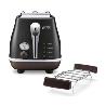 DELONGHI Icona Vintage Toaster CTOV 2103.BK 900W, Stainless steel, Crumb tray, Defrost, Black