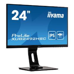 Iiyama ProLite XUB2492HSC-B1 - LED monitor - 24" (23.8" viewable) - 1920 x 1080 Full HD (1080p) @ 75 Hz - IPS - 250 cd / m² - 1000:1 - 4 ms - HDMI, DisplayPort, USB-C - speakers - black