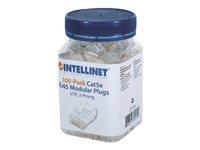 INTELLINET 100-Pack Cat5e RJ45 Plugs UTP 2-prong for stranded wire 15 Mi gold-plated contacts Fits round cable | 790055