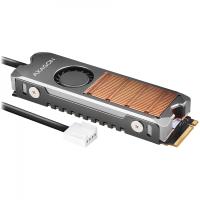 AXAGON CLR-M2FAN active fan - M.2 SSD, 80mm SSD, copper body, silicone thermal pads, height 13mm